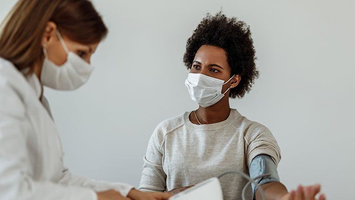 Patient wearing mask